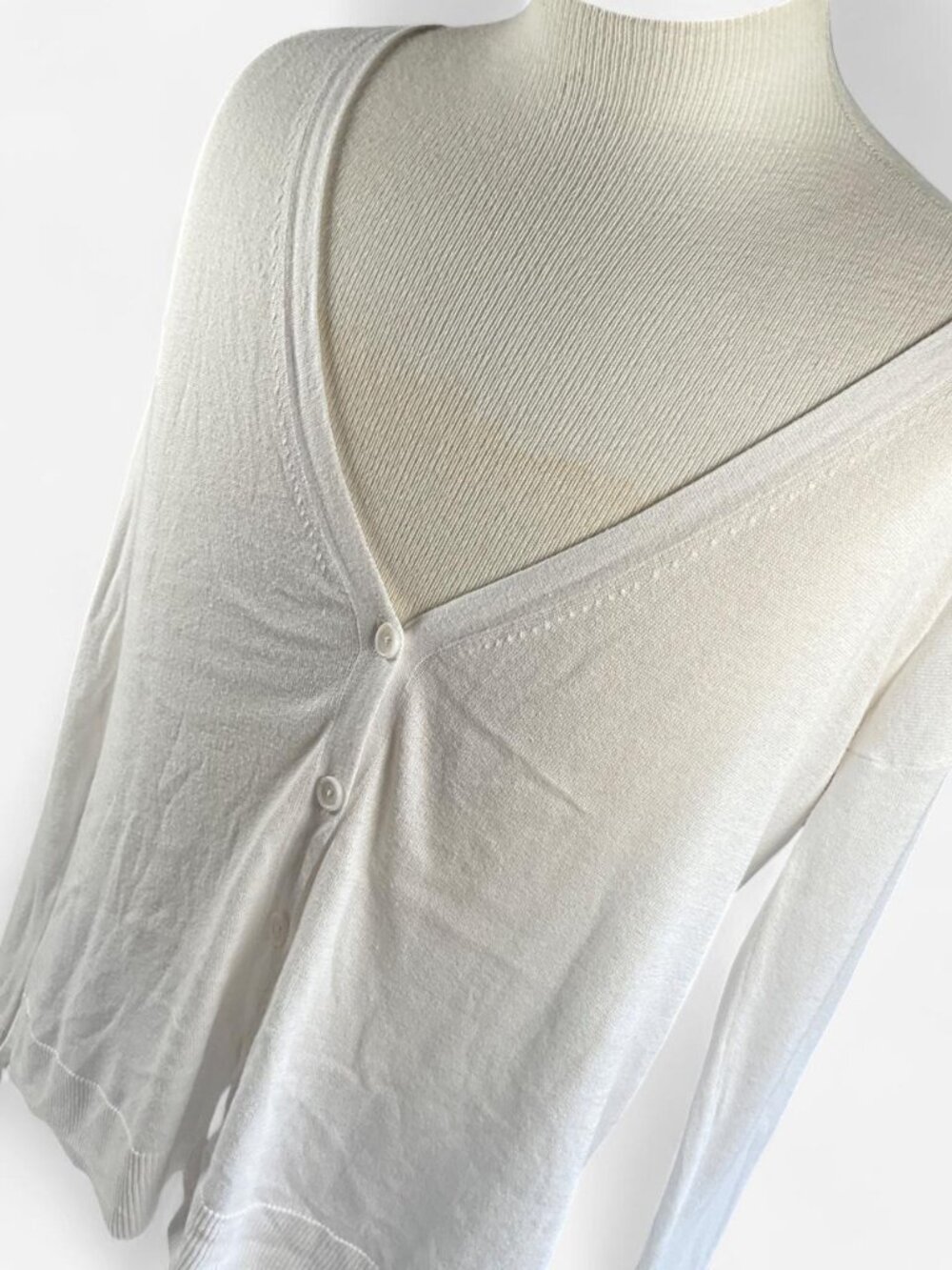 Womens GAP White Button Front Long Sleeve Cotton Blend Cardigan (Medium)